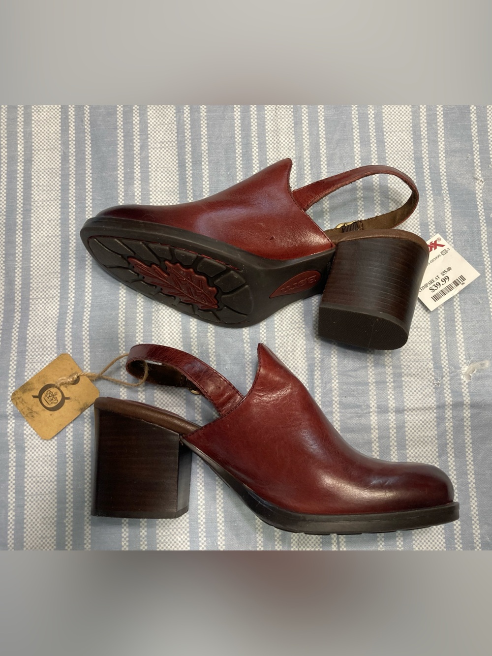 NWT Born burgundy heeled clogs.